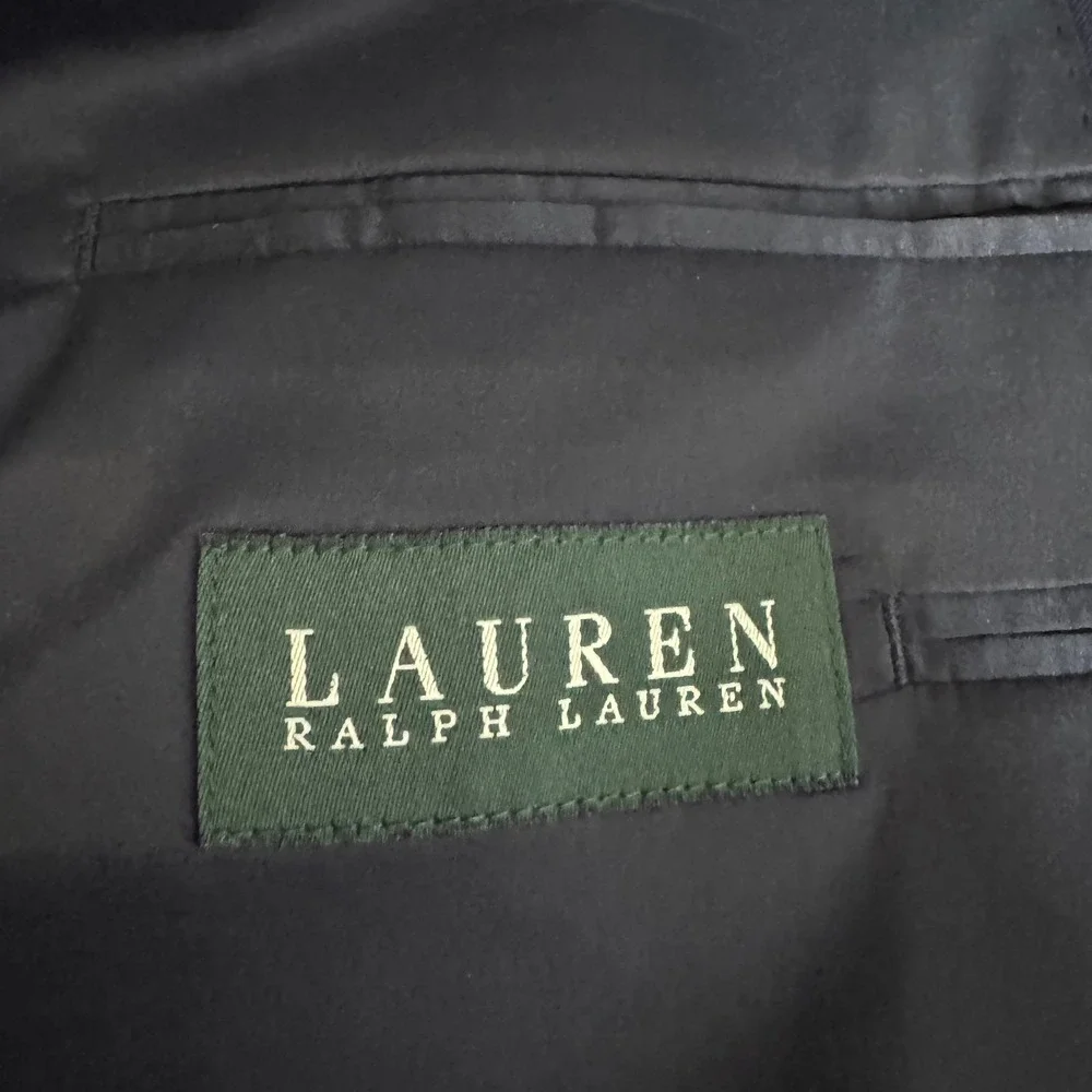 Lauren Ralph Lauren Blazer Mens‎ 48R Navy Blue Solid Wool 2-Button Gold Buttons